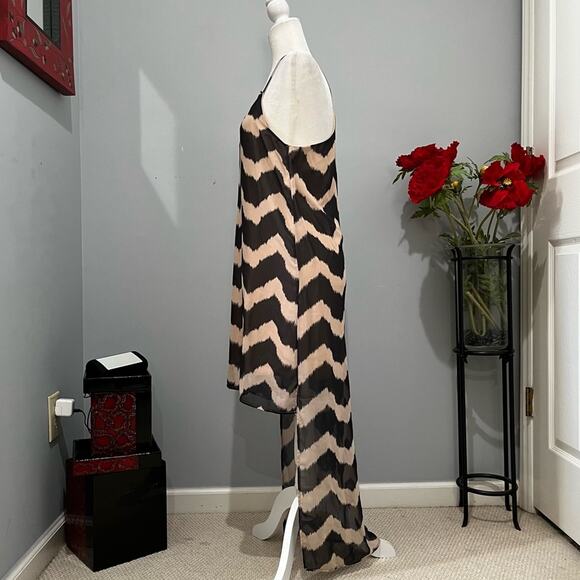 NEW Amber Blue Two Tone Contrast Striped Hi Lo Spaghetti Strap Maxi Dress S NWT - Picture 5 of 15